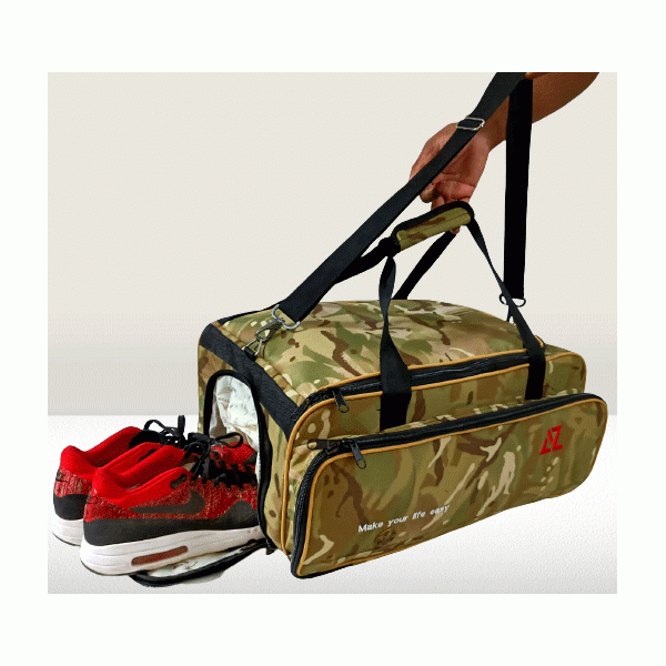 Travel bag, backpack with shoe and camera chamber